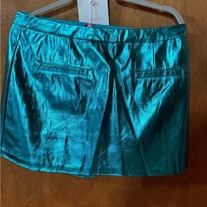 Buddy Love Shiny Teal Mini Skirt